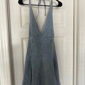 Denim Halter Neck Tunic Top